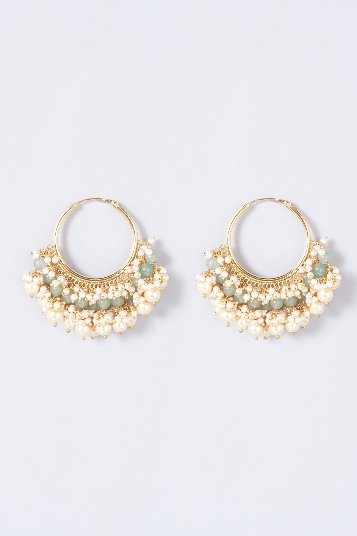 Gold Finish Pearls Hoop Earrings