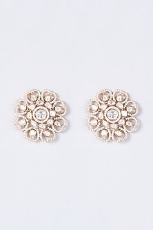 Rose Gold Finish Zircons Stud Earrings
