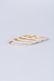 Gold Finish Zircons Bangles (Set of 4)