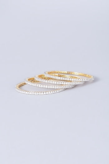 Gold Finish Zircons Bangles (Set of 4)