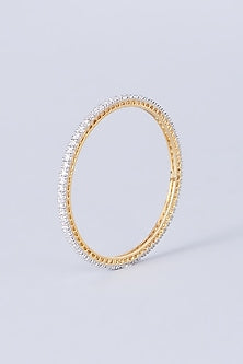 Gold Finish Zircons Bangles (Set of 4)