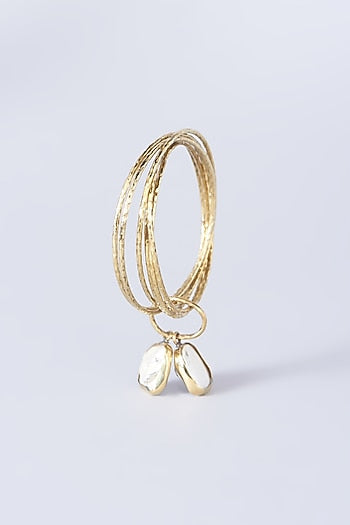 Gold Finish Pearl Bangles (Set of 6)