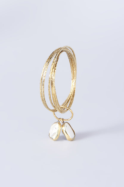 Gold Finish Pearl Bangles (Set of 6)
