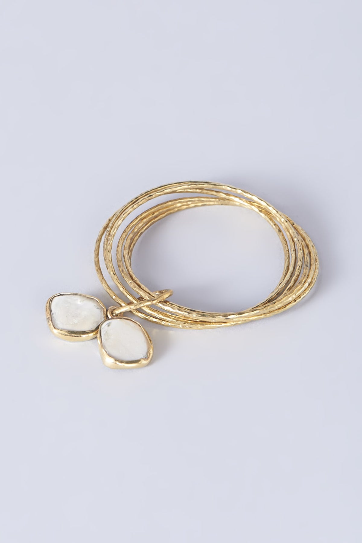 Gold Finish Pearl Bangles (Set of 6)