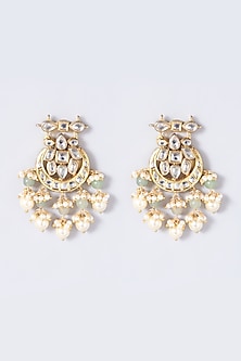 Gold Finish Kundan Polki Chandbali Earrings