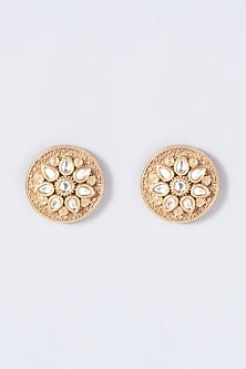 Gold Finish Kundan Polki Stud Earrings