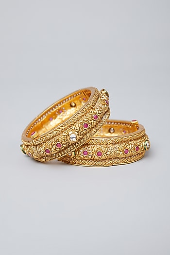Gold Plated Kundan Bangles