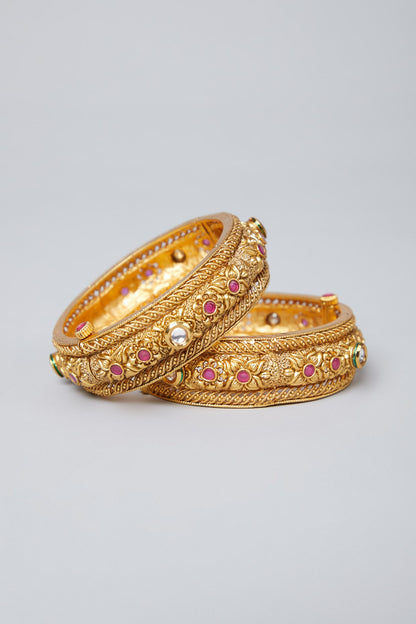Gold Plated Kundan Bangles