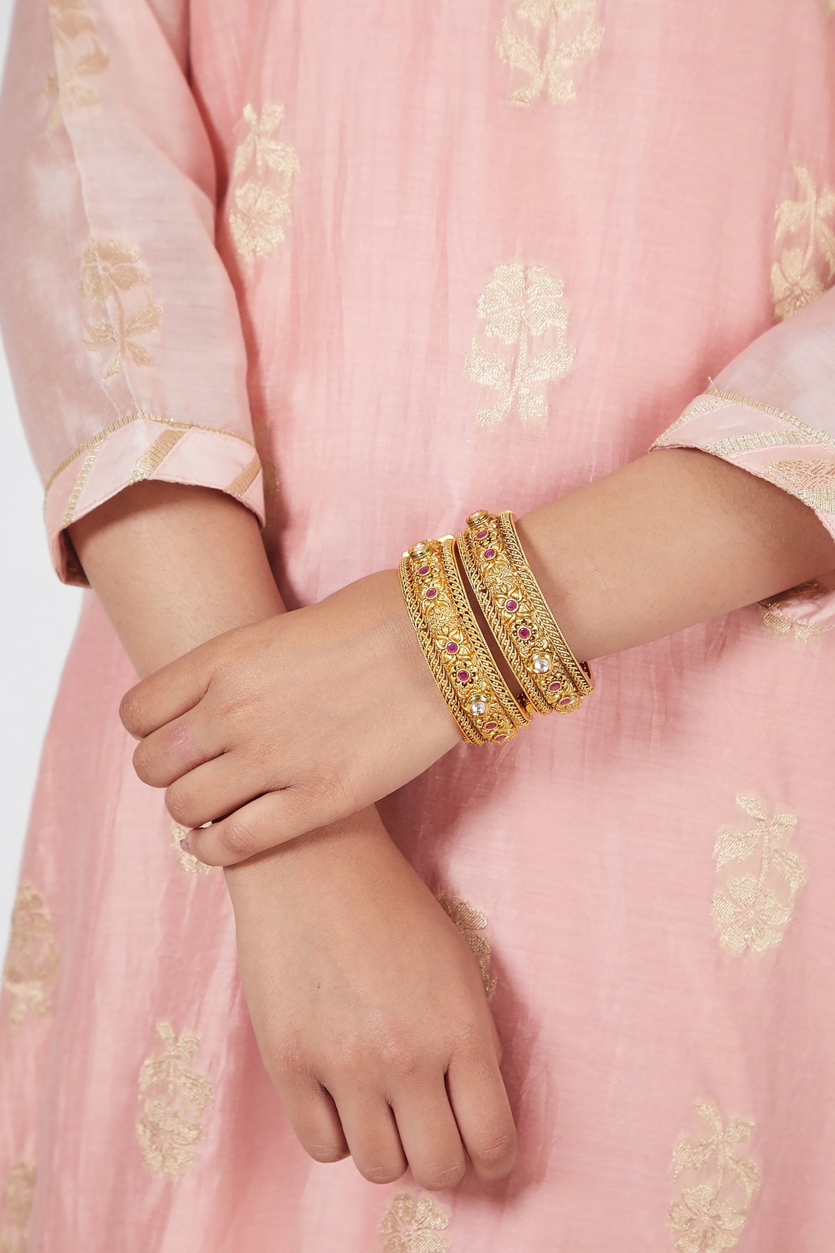 Gold Plated Kundan Bangles