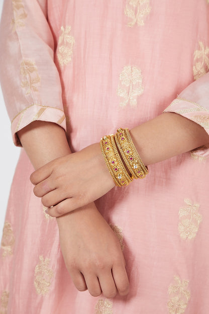 Gold Plated Kundan Bangles