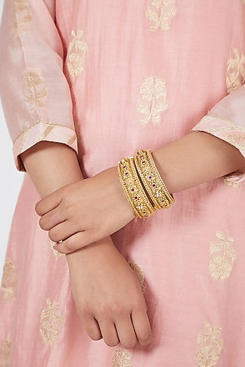 Gold Plated Kundan Bangles