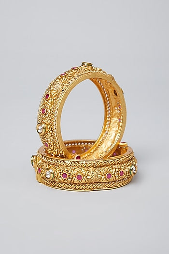 Gold Plated Kundan Bangles