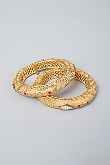 Gold Plated Kundan & Stone Bangles