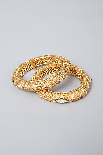 Gold Plated Kundan & Stone Bangles