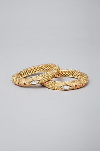 Gold Plated Kundan & Stone Bangles
