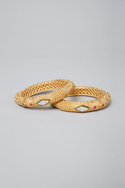 Gold Plated Kundan & Stone Bangles