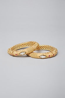 Gold Plated Kundan & Stone Bangles
