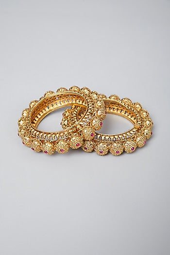 Gold Plated Bangles With Stones
