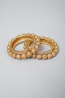Gold Plated Bangles With Stones