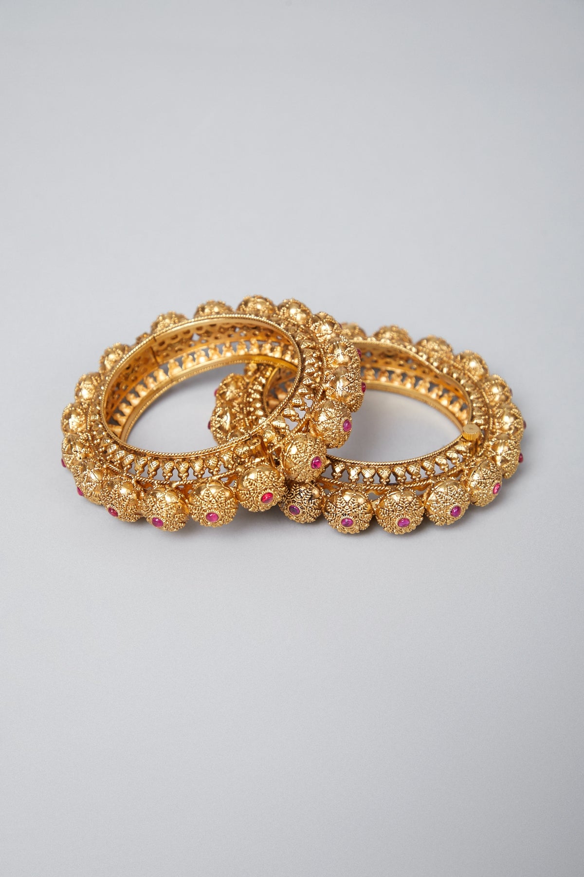 Gold Plated Bangles With Stones