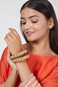 Gold Plated Bangles With Stones