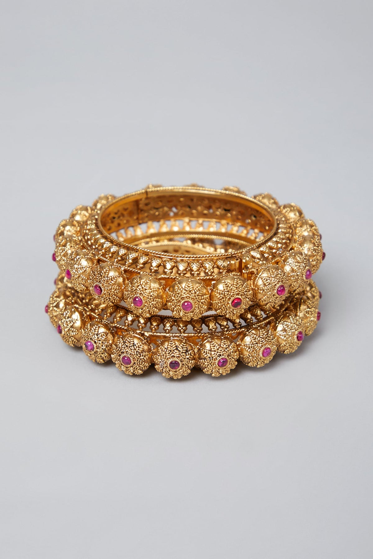 Gold Plated Bangles With Stones