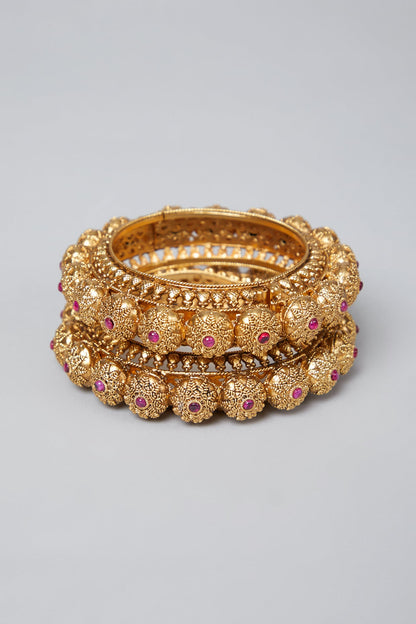 Gold Plated Bangles With Stones