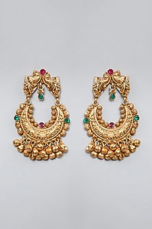 Gold Plated Peacock Chandbali Earrings