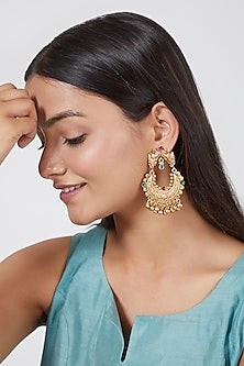 Gold Plated Peacock Chandbali Earrings