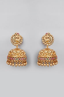 Gold Plated Peacock Jhumka Earrings
