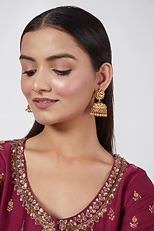 Gold Plated Peacock Jhumka Earrings