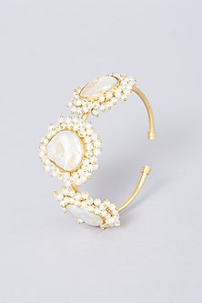 Gold Finish Pearl Bangle