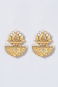 Gold Finish Carved Earrings
