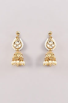 Gold Finish Kundan Polki & Pearl Choker Necklace Set