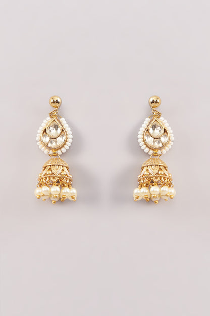 Gold Finish Kundan Polki & Pearl Choker Necklace Set