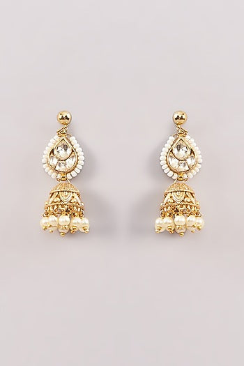 Gold Finish Kundan Polki & Pearl Choker Necklace Set