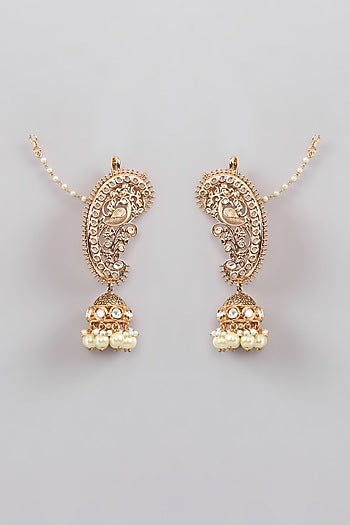 Gold Plated Kundan Polki Jhumka Earrings