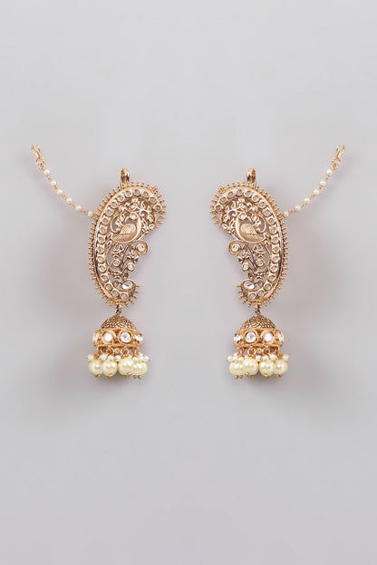 Gold Plated Kundan Polki Jhumka Earrings