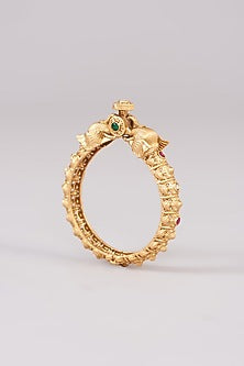Gold Plated Carved Temple Bangles (Set of 2)