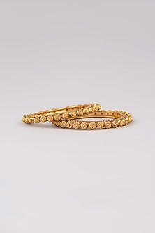 Gold Plated Carved Temple Bangles (Set of 2)