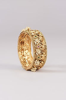 Gold Plated Carved Temple Bangles (Set of 2)