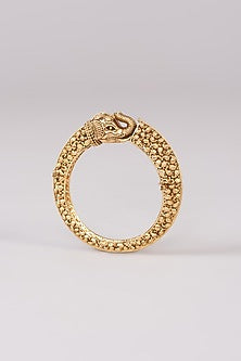 Gold Plated Carved Temple Bangles (Set of 2)