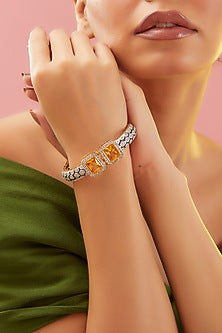 Gold Plated Zircon & Yellow Topaz Bangle