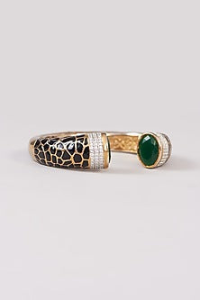 Gold Plated Zircon & Black Onyx Bangle