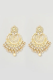 Gold Finish Pearl Chandbali Earrings