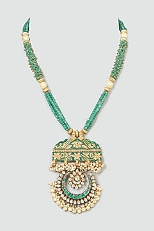 Gold Finish Pendant Long Necklace