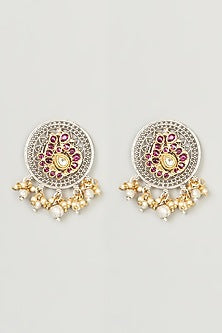 Two Tone Finish Pearl Earrings