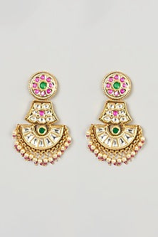 Gold Finish Kundan Polki Long Necklace Set