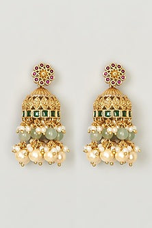 Gold Finish Kundan Polki Long Necklace Set