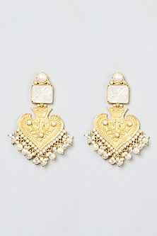 Gold Finish Kundan Polki Dangler Earrings